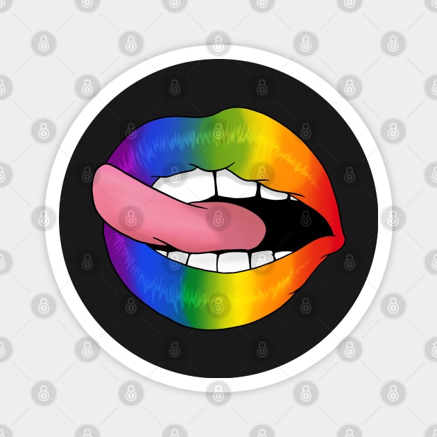 Rainbow Lips LGBT Gay pride flag - I Licked It So It's Mine design Magnet by theodoros20